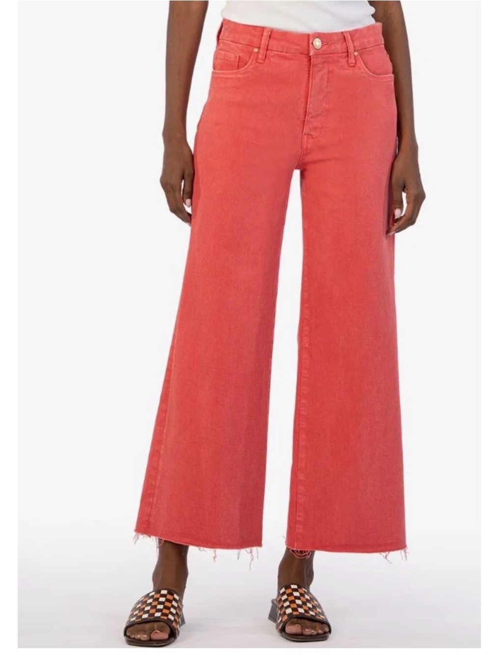 KUT from the Kloth: Meg High Rise Fab Ab Wide Leg Raw - Strawberry‎ size 2